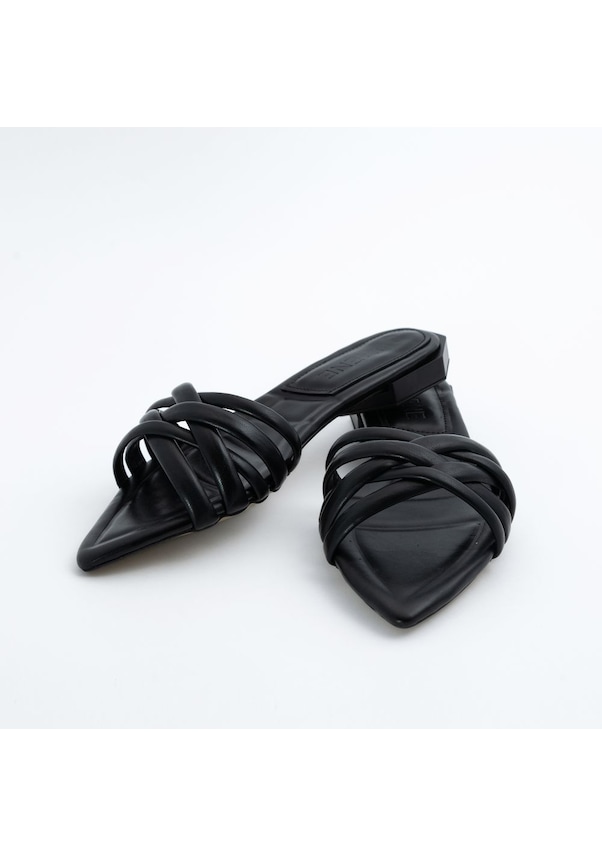 Resim Mia Açık Sivri Burun Örme Detay 1,5 Cm Topuklu Terlik 001 