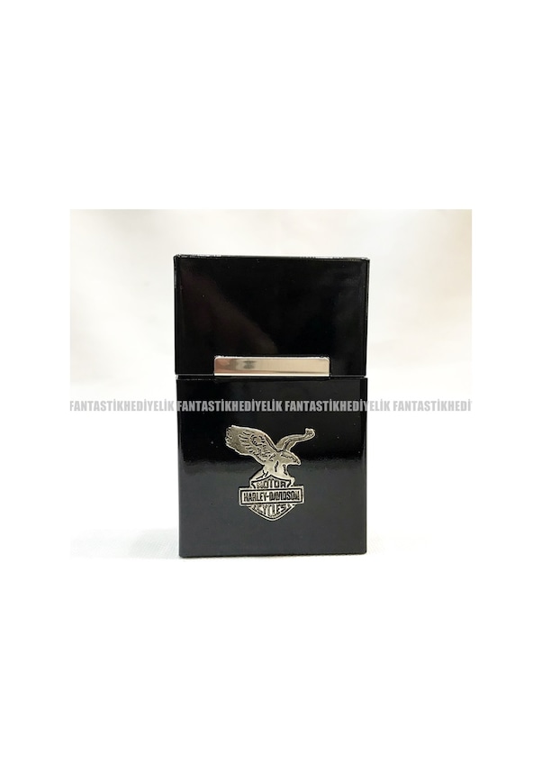 Resim Harley Davidson Mıknatıs Kapak Alüminyum Sigara Tutun Kutu Tabaka 