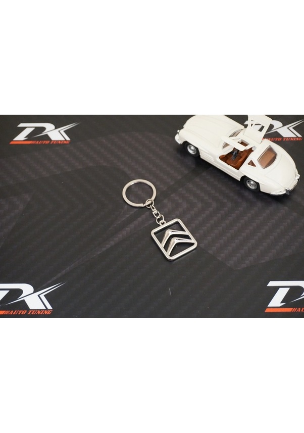 Resim Citroen Uyumlu Logo Krom Metal Çift Yön Stil Anahtarlık 
