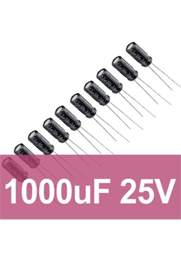 1000Uf 25V Elektrolitik Kondansatör (10 Adet) Fiyatları ve Özellikleri
