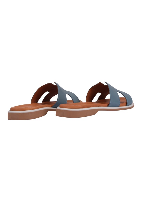 Resim Kadın H Kesimli Düz Taban Hakiki Terlik Napa-1202 Mavi 