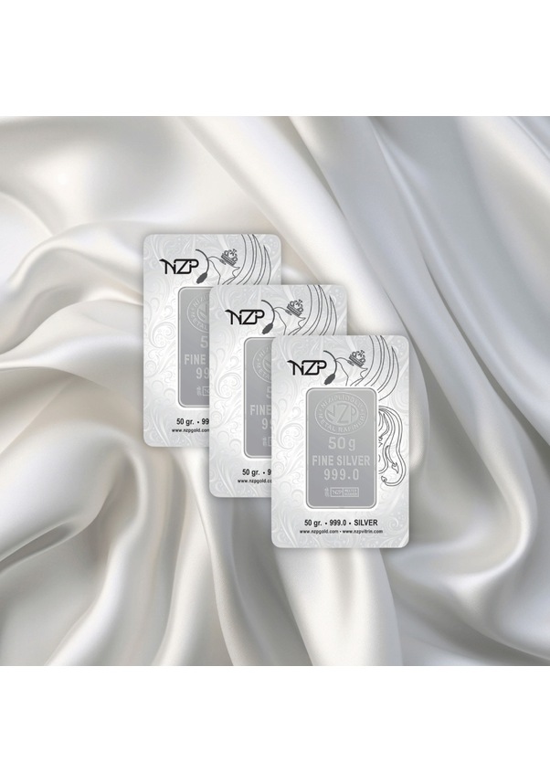 Resim 3 Adet 50 Gr Nizipli Gümüş Külçe 