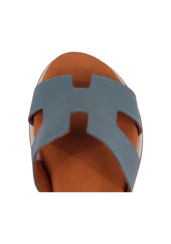 Resim Kadın H Kesimli Düz Taban Hakiki Terlik Napa-1202 Mavi 