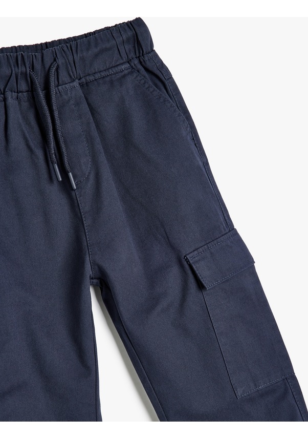 Resim Koton Beli Bağcıklı Cep Detaylı Pamuklu Jogger Eşofman Altı Lacivert 5wkb40083tw Lacivert 