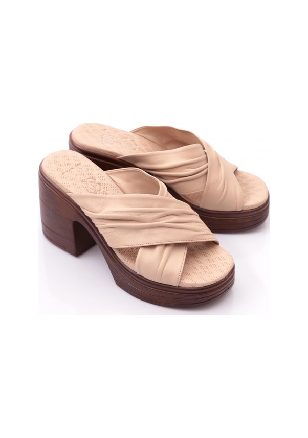 Resim Dgn 59 Kadın Topuklu Terlik Bej 