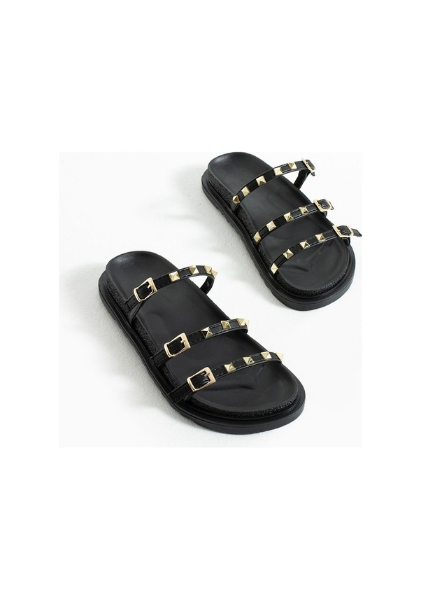 Resim Valora Gold Detaylı Şık Kadın Terlik Siyah 