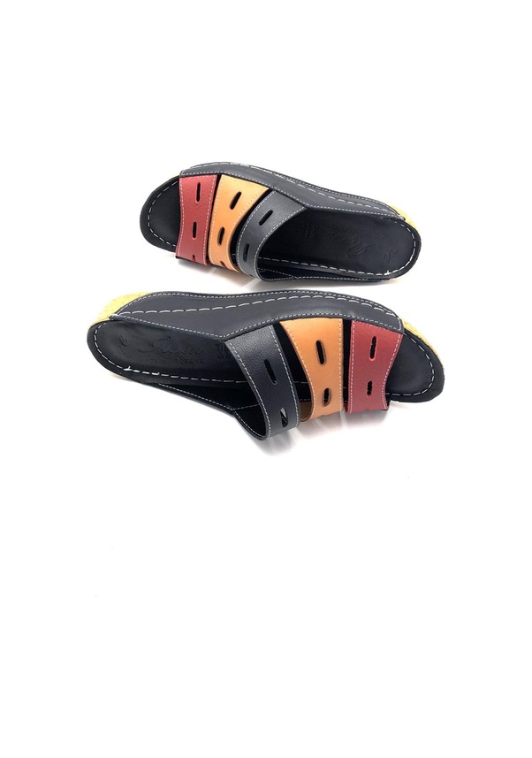 Resim Deritarz İlgen Hakiki Deri Ortopedik Rahat Hafif Yumuşak Kadın Terlik Siyah Taba Siyah - Taba 