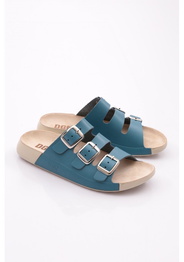 Resim Dgn P29 Kadın Tokali Üç Bantli Terlik Mavi 