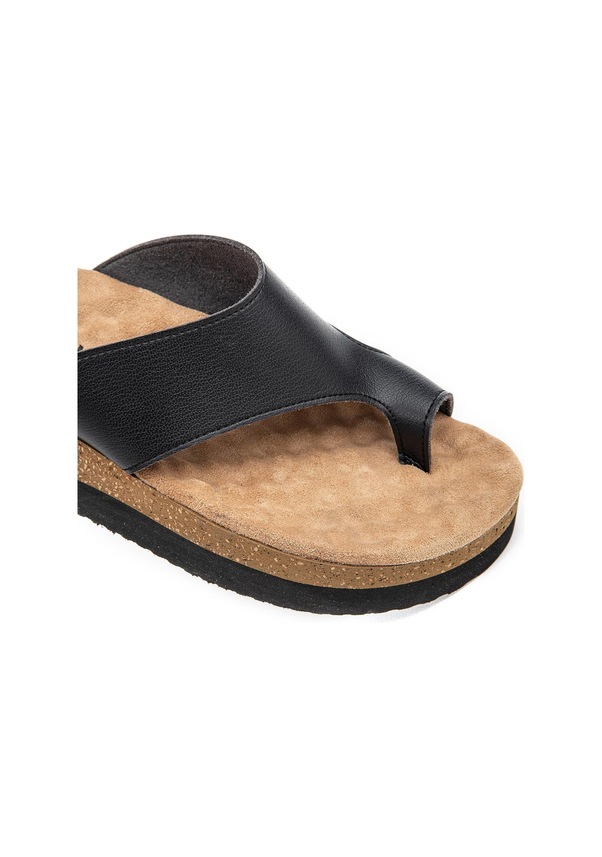 Resim Muya Hora Anatomik Taban Topuk Dikeni Kadın Terlik Siyah - Bej 