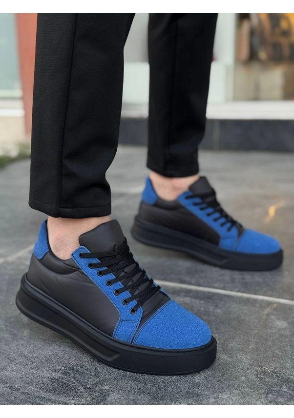 Resim Kb-x46 Kuback Siyah Sax Mavi Yüksek Siyah Taban Günlük Spor Ayakkabı Göründüğü Gibi 