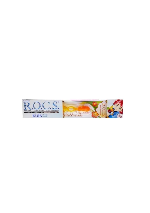 Rocs Kids 3-7 Yaş Meyve Külahı Diş Macunu 35 ML + Diş Fırçası Turuncu