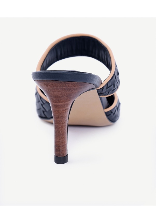 Resim Yargıcı Örgü Detaylı Deri Topuklu Terlik 25ykay4073p 004 Lacivert 
