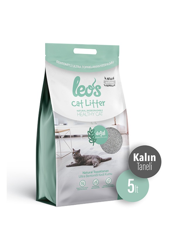 Leos Cat Litter Doğal Kalın Topaklaşan Bentonit Kedi Kumu 2 x 5 L