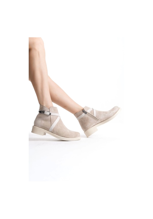 Resim Almıla Fermuarlı Lastikli Ortopedik Taban Topuklu Süet Kadın Bot Tt - Ten Ten 