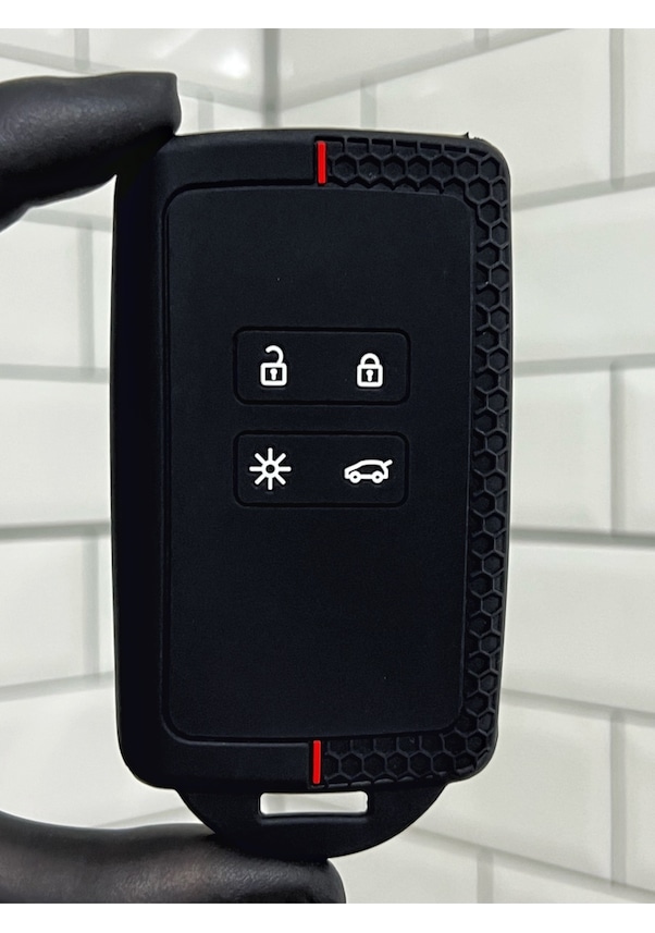 Resim Renault Austral Megane E-tech Clio 5 Megane 4 Captur Kadjar Petek Desenli Anahtar Kılıfı Kırmızı 