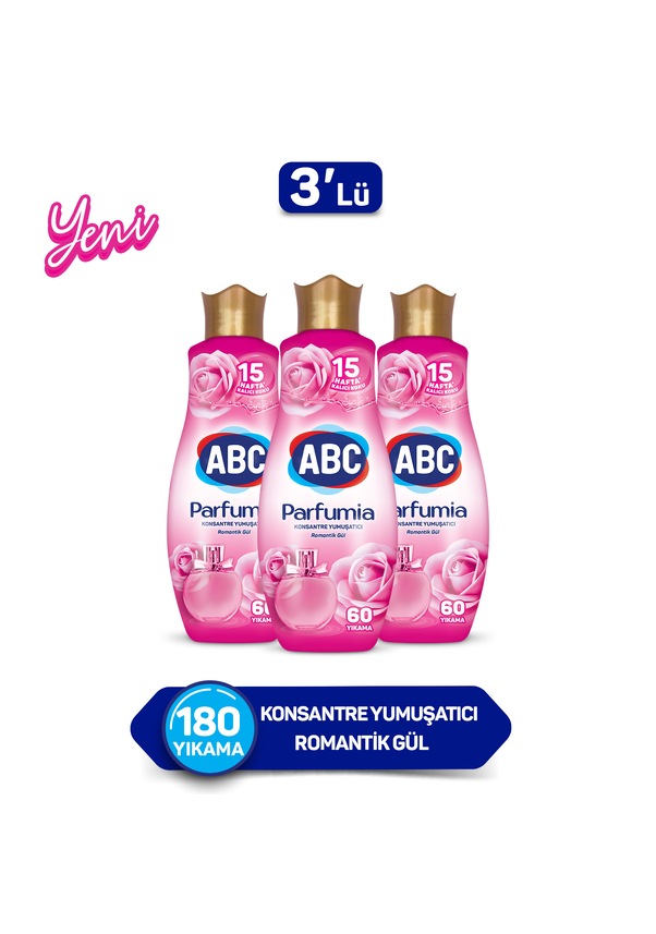 ABC Parfumia Konsantre Çamaşır Yumuşatıcısı Romantik Gül 3 x 1440 ML ABC Parfumia Konsantre Çamaşır Yumuşatıcısı Romantik Gül 3 x 1440 ML