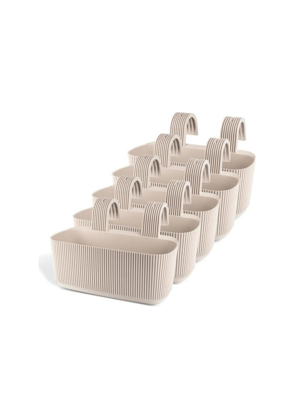 Resim Omnipazar Krs-249 Plastik Pera Askılı Balkon Saksı 3.2 Lt Krem 5 Adet 