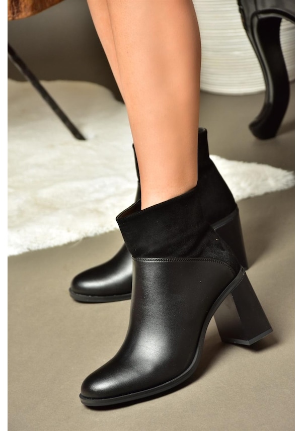 Resim Fox Shoes R518101209 Siyah Kalın Topuklu Kadın Bot Siyah 