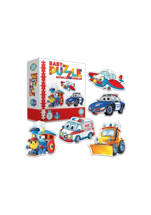 24 Parça Circle Toys Baby Puzzle Seti 12 Adet Sevimli Araçlar