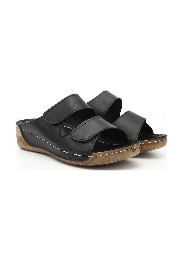 Resim Gönderi R Kadın Siyah Cırtlı Dolgu Taban Hakiki Deri Terlik Dyza69842632 Siyah 