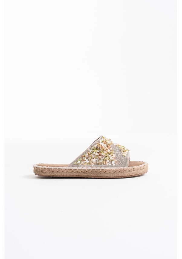 Resim Dennis Kadın Bej Taş İşlemeli Terlik Çok Renkli 