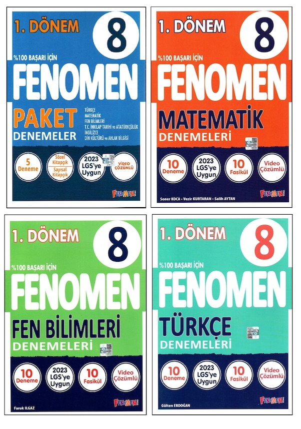 Fenomen 8. Sınıf LGS 1. Dönem Tüm Dersler Paket Deneme Ve 3 Adet Branş ...