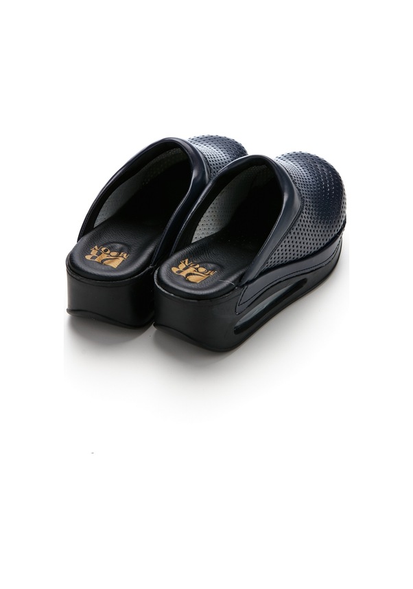 Resim Drmoon Lacivert Desenli Airmax Taban Hakiki Deri Sabo Kadın Terlik Lacivert 