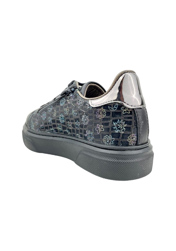 Resim Bağcıklı Ve Yandan Fermuarlı Hakiki Deri Okul Ayak Siyah Siyah 