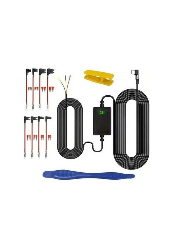 Qiilu Kit Cablaggio Dash Cam 12V/24V A 5V 2.5A Con Mini USB Angolare Per Monitoraggio Parcheggio