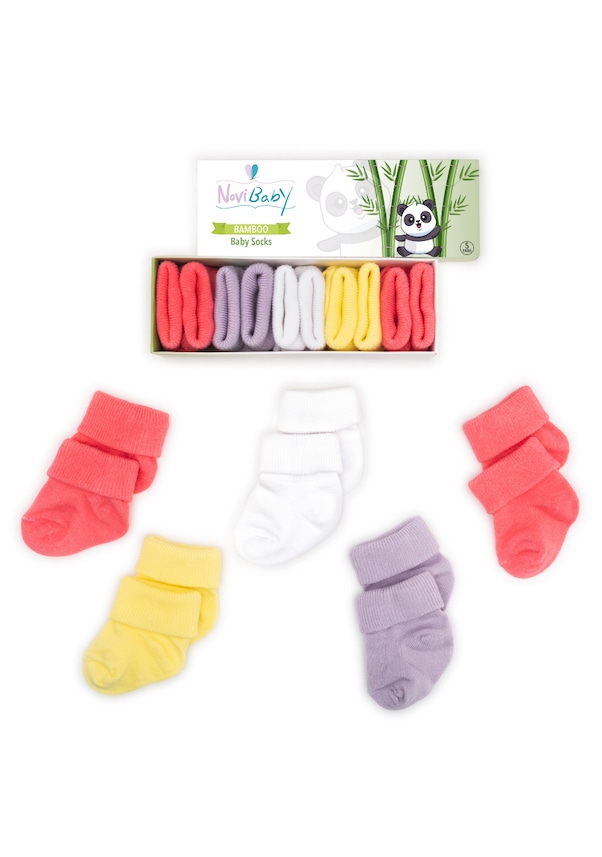 Novibaby 5'li Bambu Yenidoğan Bebek Çorabı I Colourful I 0-6 ay