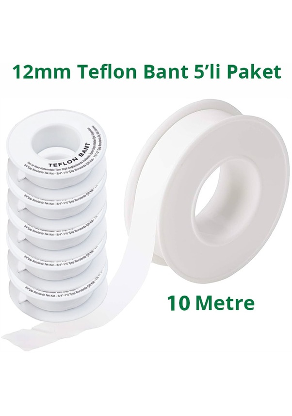 Teflon Bant Sızdırmazlık Bandı 12mm. X 10 Metre 5 Adet Fiyatları ve