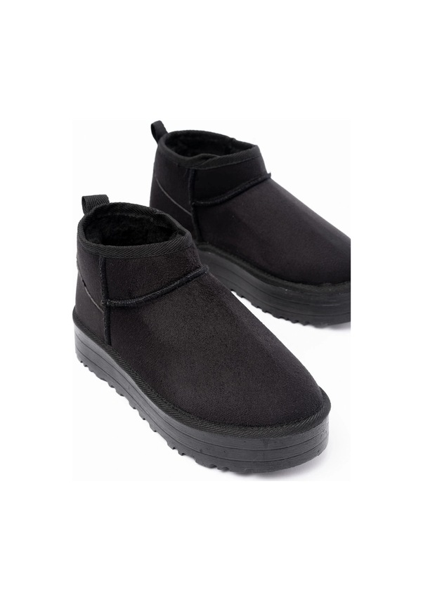 Resim Ndr-2850 Siyah Süet İçi Kürklü Kışlık Kapalı Burun Kadın Günlük Terlik Çok Renkli 