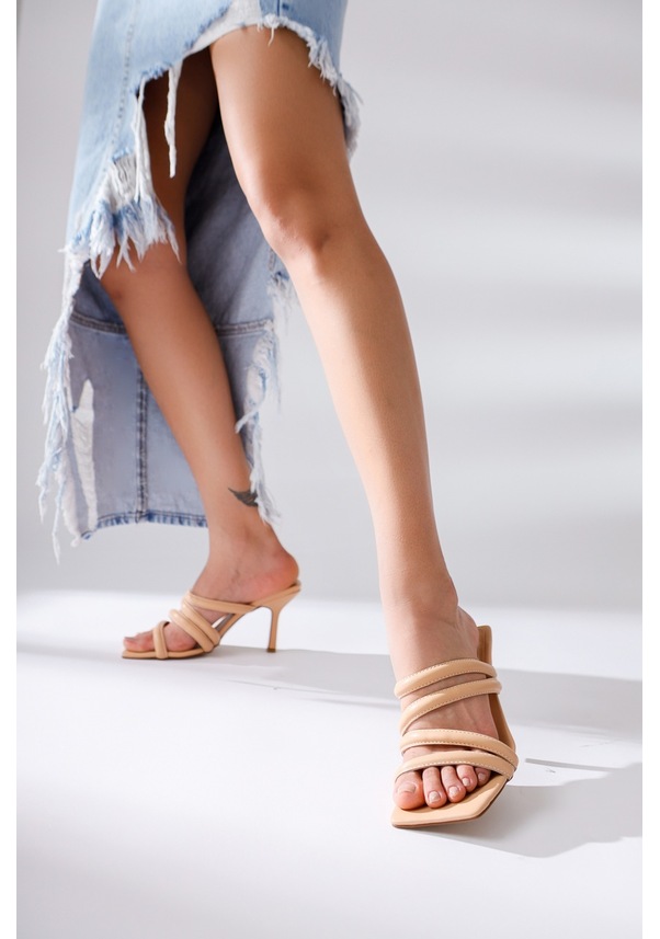 Resim Martha Nud Küt Burunlu İnce Bantlı Topuklu Terlik 001 