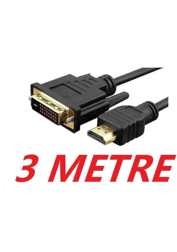 3 Metre Hdmi To Dvi 24+1 DVI TO HDMI Çift Yönlü Çevirici Kablo