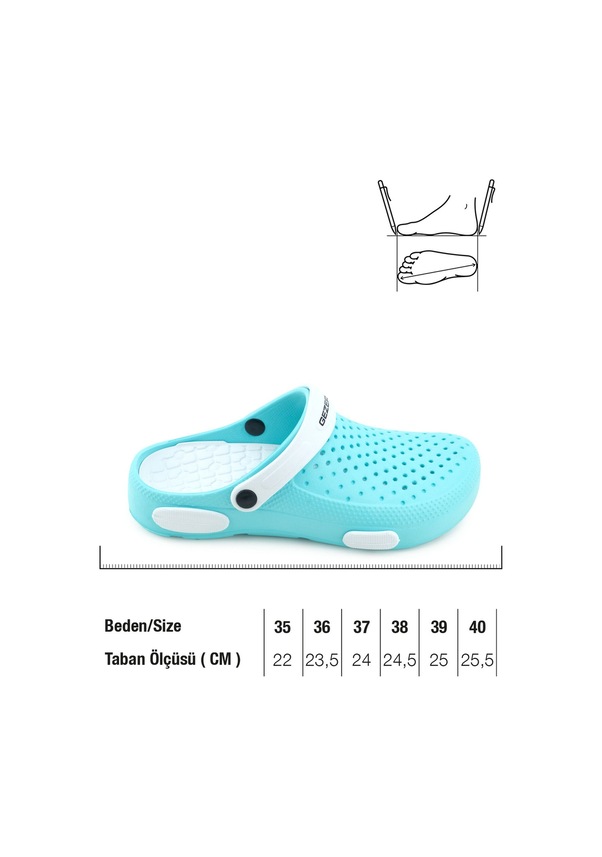 Resim Gezer Yazlık Islak Zemin Sabo Kadın Terlik Mint Yeşili-beyaz 