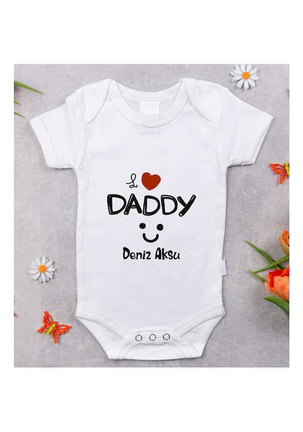 Bitmeyenkartus Bk Kids Isimli I Love Daddy Tasarımlı Bebek Body Zıbın - Model 1