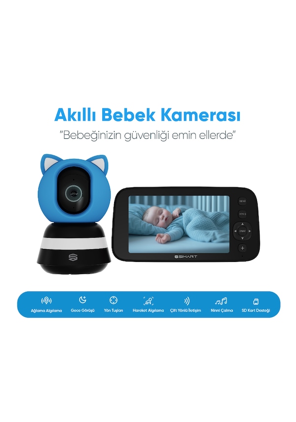 Resim Akıllı Bebek Kamerası, Ağlama Ve Hareket Algılama, Çift Yönlü Sesli İletişim 