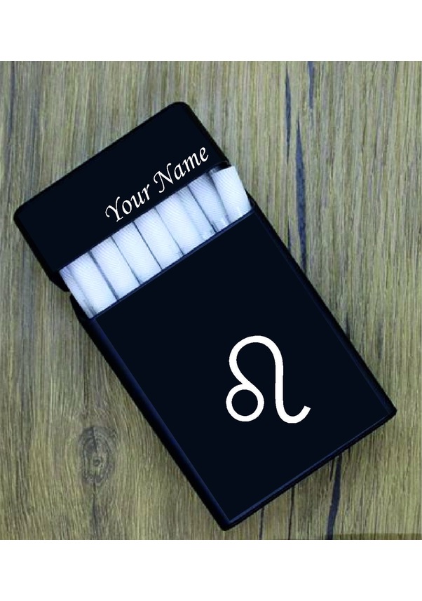 Resim Aslan Burcu Kazıma Kişiye Özel Metal Sigara Tabakası Paketi Taşım 