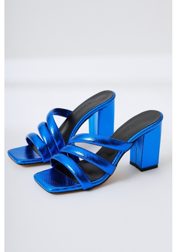 Resim Sasima Saks Yılan Desenli Bantlı Topuklu Terlik 001 