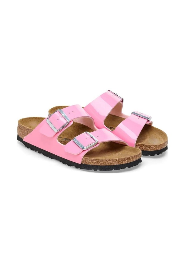 Resim Birkenstock Arizona Bf Patent Candy Pink Black Pembe Çift Tokalı Kadın Terlik 1026957 V Pembe 