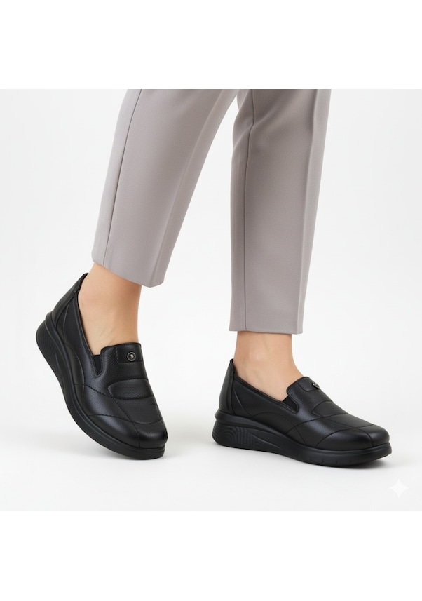 Resim Beety 25ka-555 Hakiki Deri Comfort Kadın Ayakkabı Siyah 