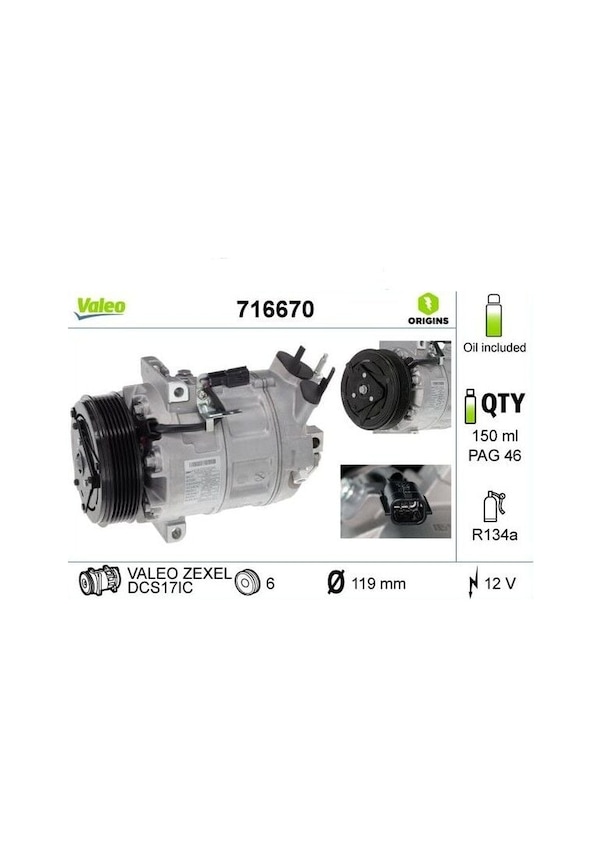 Resim Renault Latitude Klima Kompresörü 2007 - 8200848916 - Valeo 