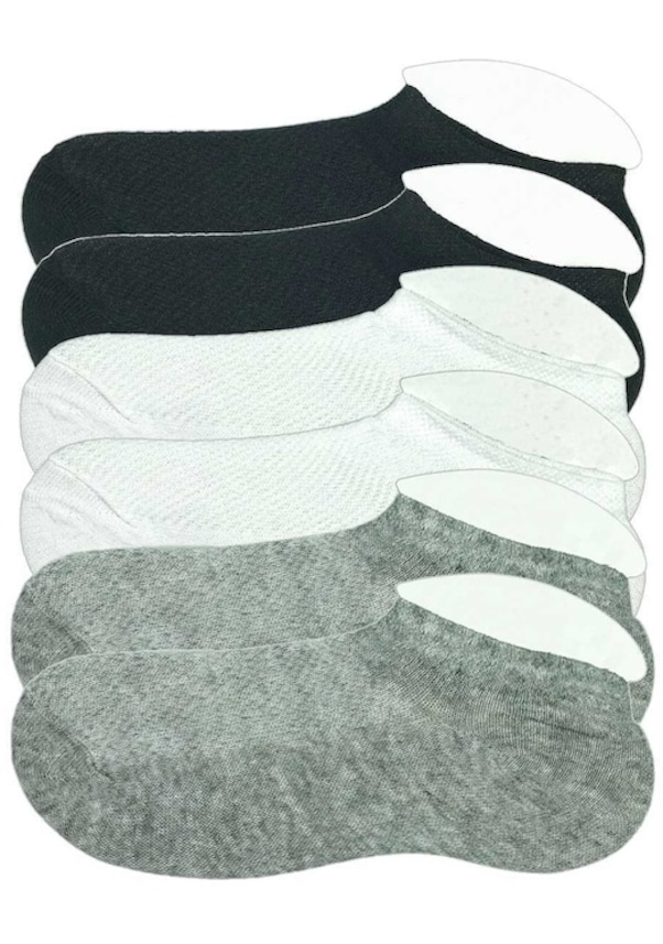 6 Adet Çocuk Sneaker Patik Çorap Siyah Beyaz Gri (552152132)