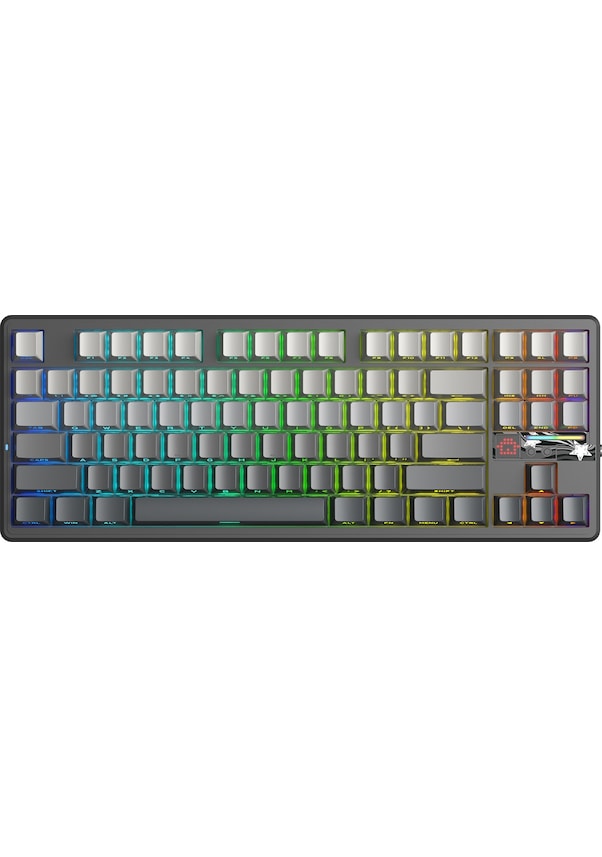 Aula F87 Pro V2 Mekanik Rgb Tkl Graywood V4 Switch Kablosuz Makrolu Hot Swap Klavye Gradyan Gri
