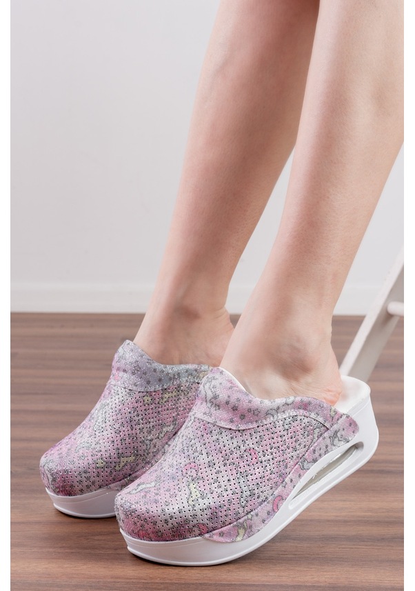 Resim Pembe Pony Desenli Kadın Air Max Tam Ortopedik Sabo Terlik Pudra 