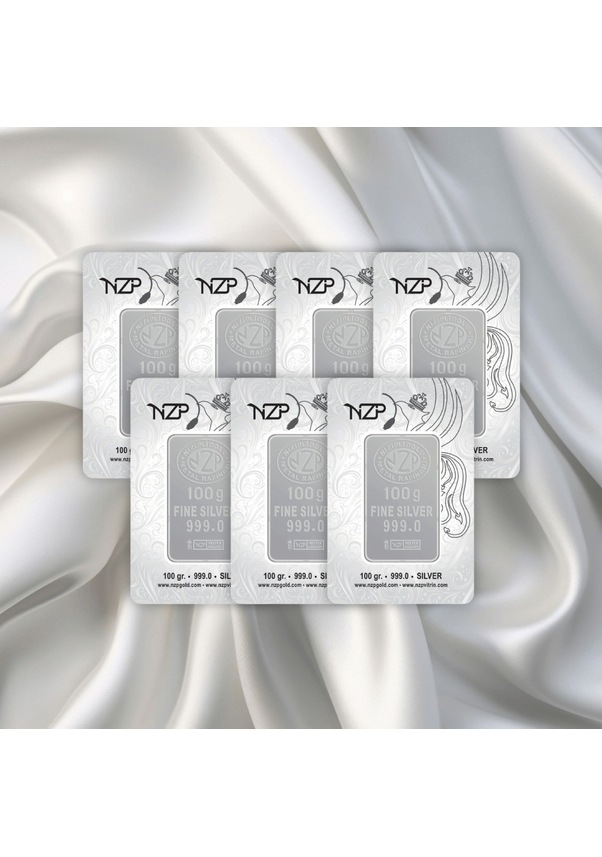 Resim 7 Adet 100 Gr Nizipli Gümüş Külçe 