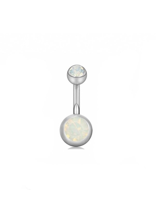 Buz Renk Taşlı Muz Göbek Çelik Piercing P464