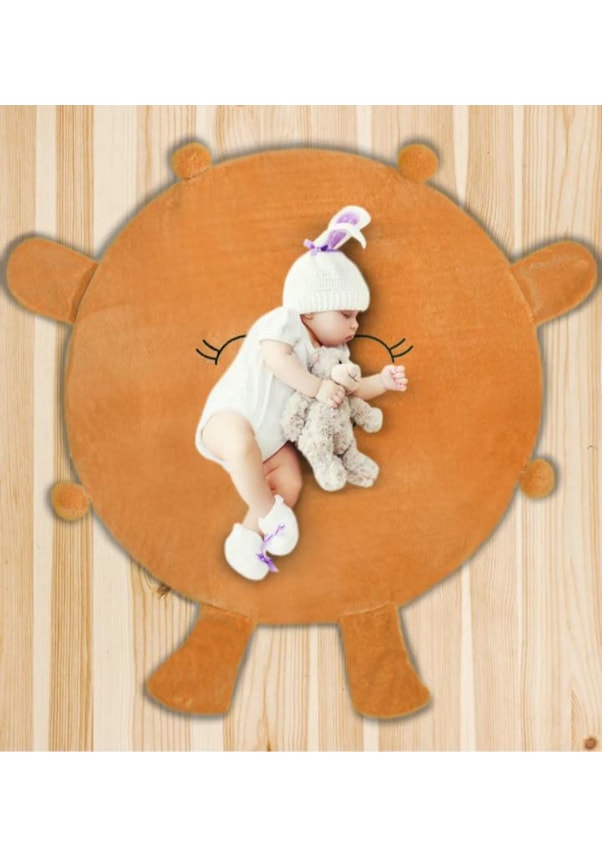Bebek Oyun Matı Pamuklu 120x120 cm Gülen Güneş Kahverengi