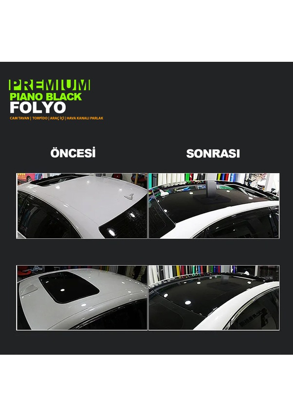 Piano Black Parlak Siyah Cam Tavan Görünümlü Folyo 100cm X 152cm ...