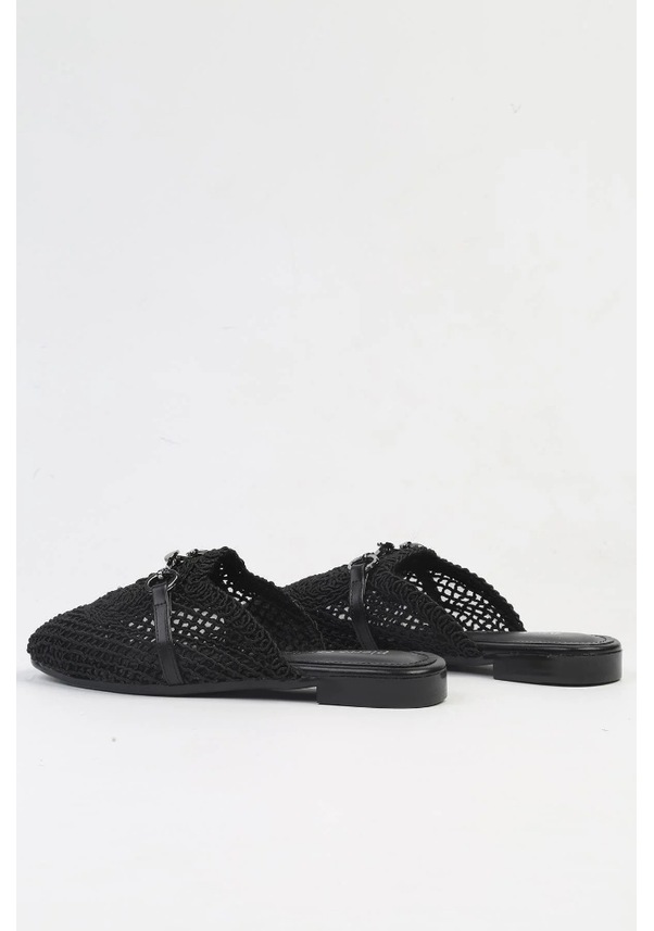 Resim Pierre Cardin Üstü Fileli Kapalı Anatomik Yazlık Bayan Terlik Siyah 